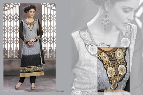 Grey And Black Designs Salwar Suits
