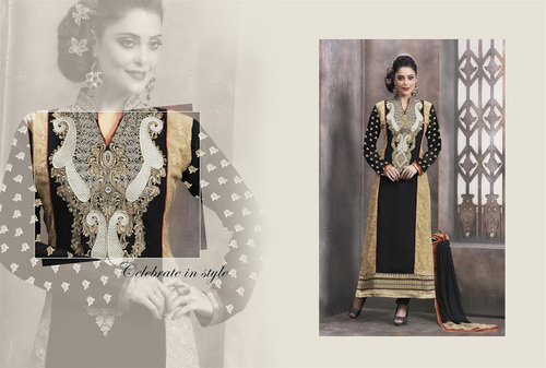 Black And Golden Cotton Salwar Suit