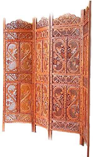 Aarsun Hand Carved Wooden Partition Screen in Sheesham (Indian Rosewood) Floral Design