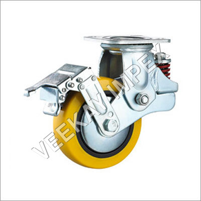 Spring Loaded PU Yellow Caster Wheel