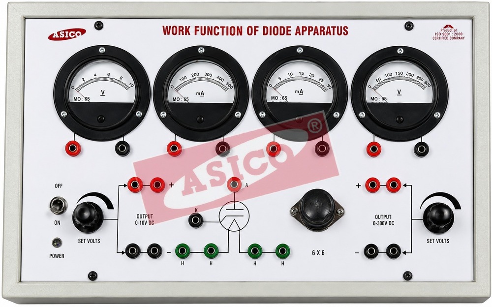 Work Function of Diode - DC Regulated Power Supply 0-6V & 0-300V, Dual Volt & Current Meters Displayed with Valve Diagram