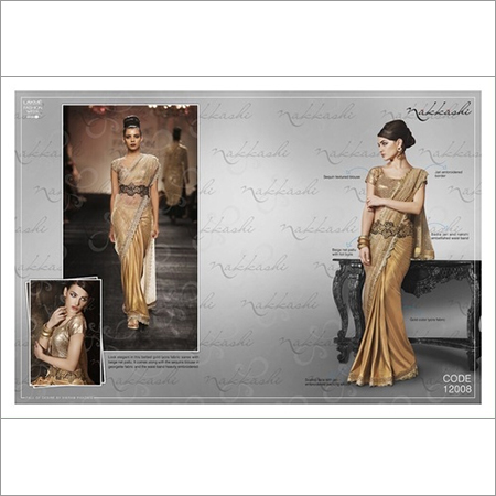 Badla Jari And Nakshi Embroidered Waist Belt Saree