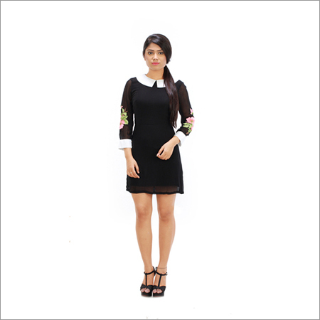 Embroidered Sleeve Collar Dress