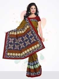 Cotton Printed Saree - 100% Pure Cotton Fabric, Multicolor Design , Eye-catchy Prints With Comfort For All-day Wear