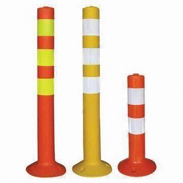 PVC Bollards Flexible - PVC/PE/PU Body, Height: 450-800mm, Color: Yellow/Orange | Road Safety, Flexible Design, Hi-Vision Reflective Material
