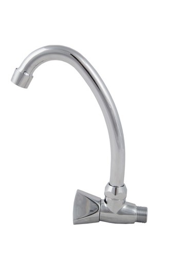 CP Kitchen Wall Tap HU Spout - Brass, Chrome Finish, 1/2" Connection, 150mm Height, 200mm Reach | Water Efficient, Corrosion Resistant, Easy Installation