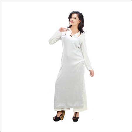 White Satin Long Kurti