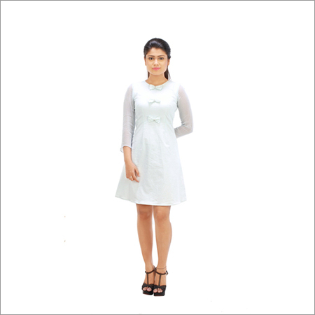 Stone Studded Bow A- line Dress