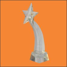 Crystal Star Trophy - Crystal Glass, 15-25 cm, Clear Octagonal Base | Elegant Design, Award Recognition, Star Shape