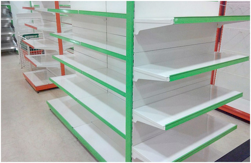Center Display Rack - Metal Frame, Steel Shelves | Easy Assembly, Durable Design, Adjustable Shelves, High Load Capacity