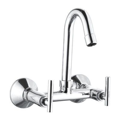 Stainless Steel Cp Wall Mixer Sink With Swivel J Spout