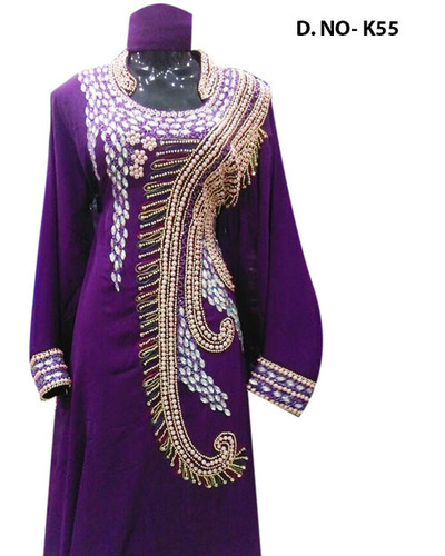 Ladies Kaftan with Collar Design - Polyester Maxi Purple, Embroidered | Elegant Design, Durable Fabric, Comfortable Fit