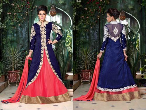 Navy Velvet Jacket Peachy Gown