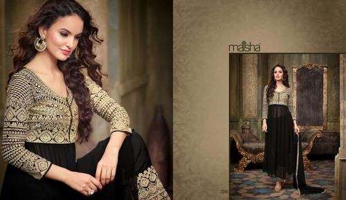 NEW LATEST DRESS MATERIALS - Georgette Semi-Stitched, 9 Pieces | Elegant Embroidery, Party & Wedding Wear