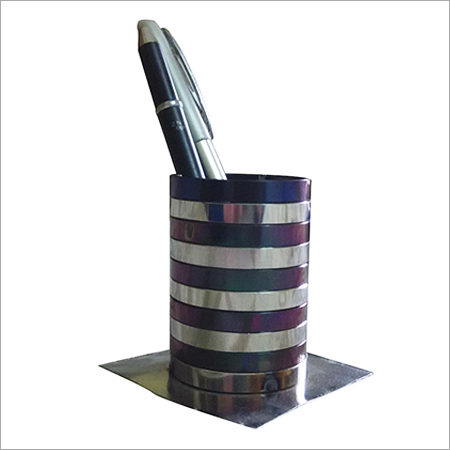 Stainless Steel Pen Stand - AISI 304 Colored Stainless Steel, 50 mm Dia & 150 mm Height, Duplex Color | Eye-Catching Look, Highly Spacious, Lightweight