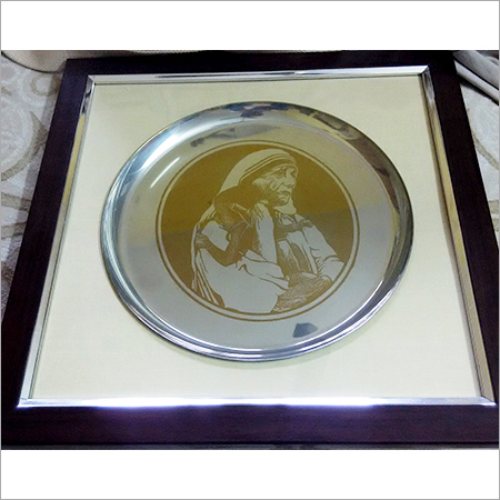 Golden In White Stainless Steel Mother Teresa Portrait