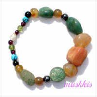 Natural Multi Gemstone Agate Bracelet Diameter: 65 Millimeter (mm)