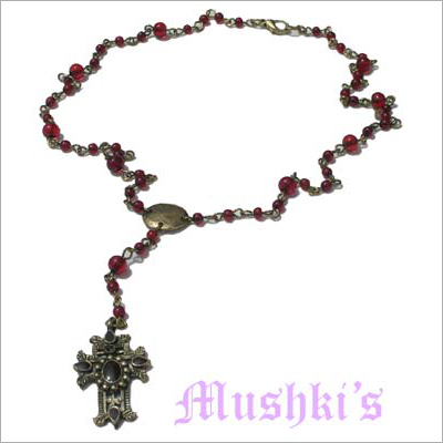 Handmade Rosary Beaded Ethnic Necklace