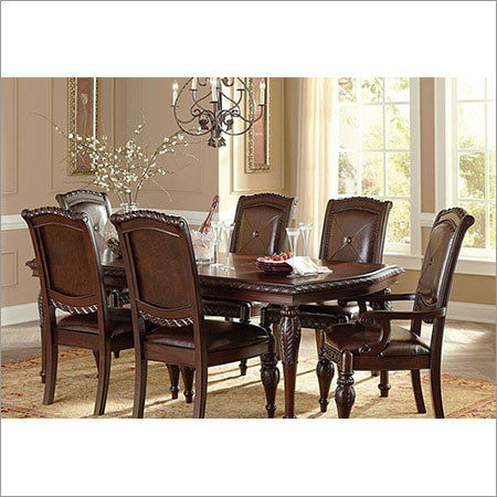 Dining Table Set - Solid Wood, 2-12 Chairs, Brown Finish | Durable, Traditional, Customizable, Worldwide Shipping