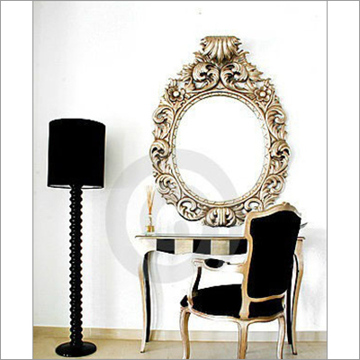 Viva La Diva Dressing Table Set - Solid Wood 100x45x76 cm, Gold Finish, Oval Mirror, Chair Included