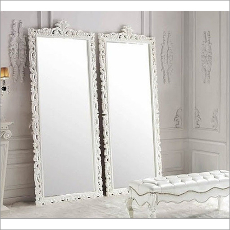 Modern Le Crown Mirror - Solid Wood Teakwood 100x203 cm White, Ornate Frame, Full Length, Customizable