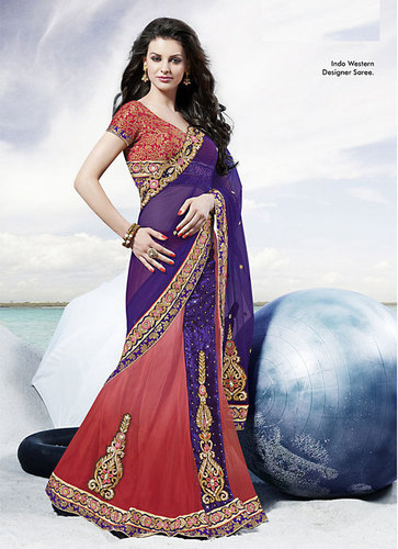 Half and half Patch work saree