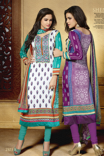 COTTON SATIN SALWAR KAMEEZ.