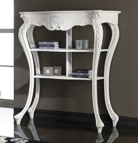 French Wooden Bookshelf - Teakwood Solid Wood, 173x60x183 cm, White Finish | Elegant Design, Sturdy, Customizable