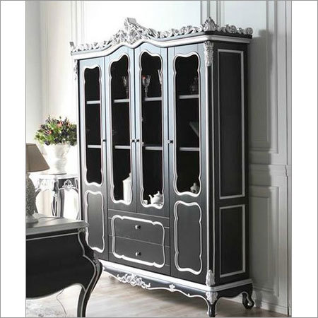 Regal Regency Armoire - Solid Teakwood, 170x50x207 cm, Black Finish | Elegant Design, 3 Doors, 1 Drawer, Customizable