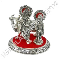 White Metal Radha Krishna Statue