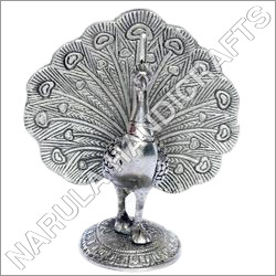 White Metal Peacock Statue