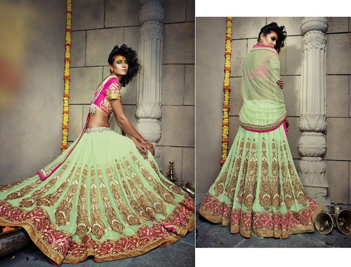Light green Pure Georjette Partywear & Wedding Lehenga Choli