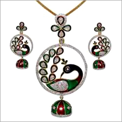 925 Sterling Silver Peacock Pendant Set
