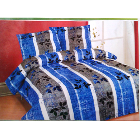 Bed Sheet - 100% Cotton Double Size Blue, Printed Design, Soft Touch, Smooth Finish, 2 Pillow Covers