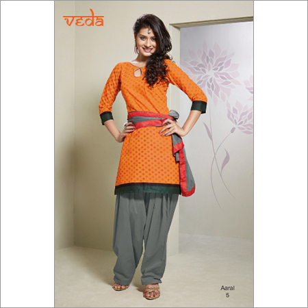 AARAL Cotton Dress Material - 4 Meters, Orange, Plain Weave | Soft Fabric, Stylish Design, Comfortable, Durable