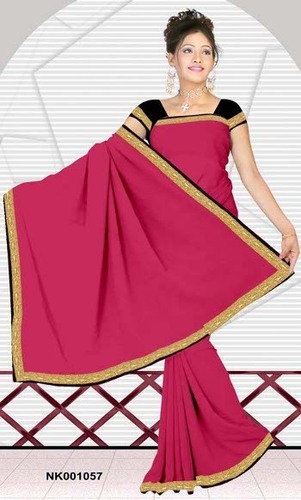 Pink Georgette Sarees With Lace