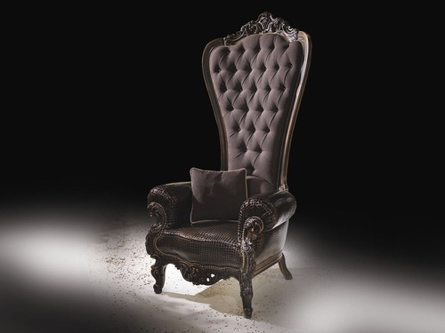 Wooden Arm Chair - Solid Wood Teakwood Rosewood Sheesham, Dark Brown Finish | Elegant Design, Velvet Upholstery, Durable, Customizable