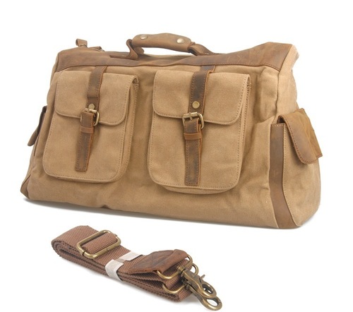 Leather with Canvas Duffle Bag