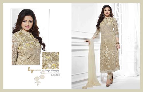 Madhubala Bollywood Style Cream Straight Salwar Kameez