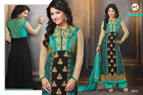 Rama and Black Heenaz - Silk Blend, 54 Inches, Teal | Gold Embroidery, Elegant Design, Comfortable Fit, Stylish Indo-Western