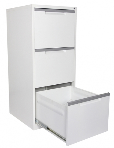 Vertical Filing Cabinet - Steel, Variable Dimensions, White | Easy Cleaning, Rust Proof, Sliding Drawers, Secure Storage