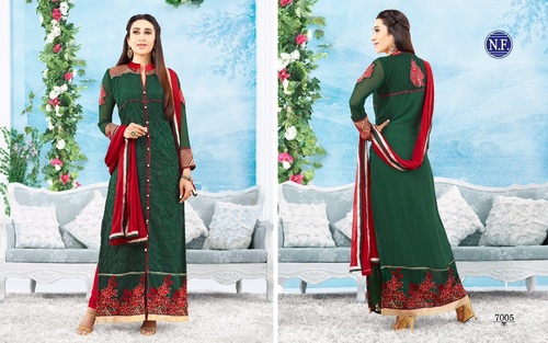 Designer Salwar Kameez - Georgette, 54 Inches, Green | Elegant Embroidered Design, Soft Fabric, Comfortable Fit, Stylish Look, Perfect Stitching