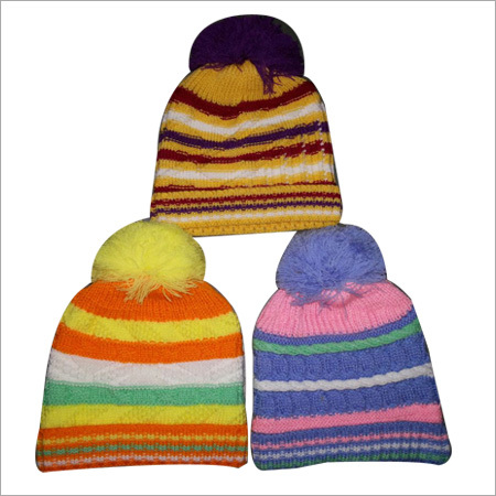 Fancy Woolen Caps - Wool, One Size, Multicolored | Striped Design, Warmth, Softness, Pom Pom Style, Comfort, Durability, Variety