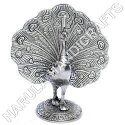 White Metal: Peacock Statue