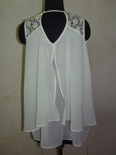 Ladies Wear - Chiffon Lace, 25 Inches, Off-White | V-Neck, Sleeveless, Button Closure, Elegant Comfortable Style