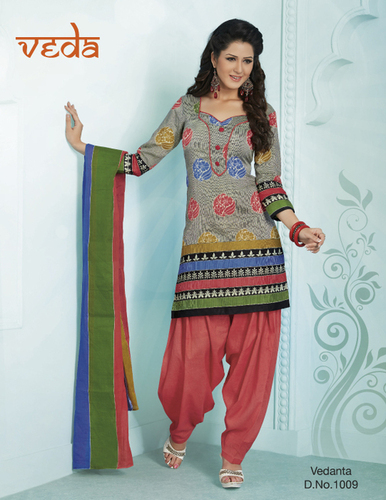 Vedanth Cotton Dress Material - Cotton 55x44 Inches, Grey | Elegant Printed Design, Soft, Unstitched Salwar Suit
