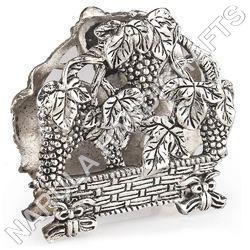 White Metal Grapes and Leaf Napkin Holder