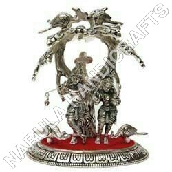 White Metal Radha Krishna Statue