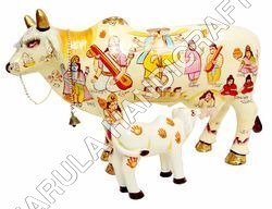 The Yellow Door Kamdhenu Cow - Resin, 10x5x7 inches, Beige | Handcrafted Glossy Collectible Showpiece
