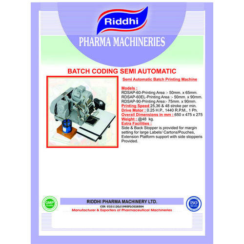 Semi Automatic Batch Code Printing Machine